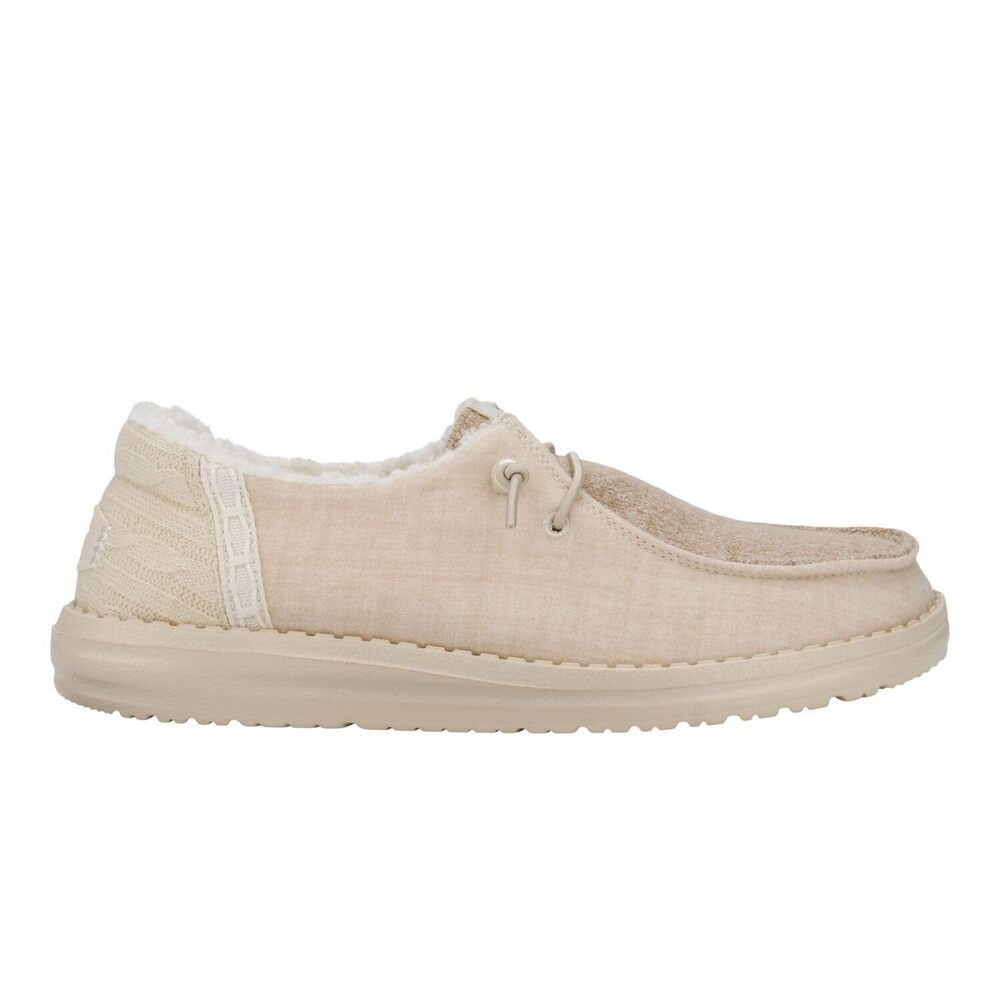 HEYDUDE Kid Wendy Brushed Cozy Shoes, Ivory, 4